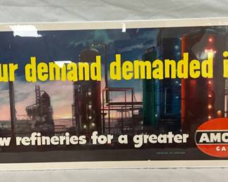 Paper Advertisement for Amoco Gas Featuring Refinery Imagery, 25” x 11 1/2”