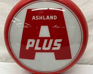 Ashland A Plus Gas Station Light-Up Display Globe with Plastic Body and 13in. Glass Lenses