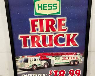 41 1/2 x 56-Inch Hess Fire Truck Plastic Advertisement Sign