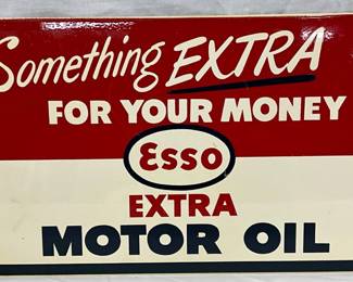 Esso Double-Sided Metal Motor Oil Sign, Dated 1952, 18 x 10 Inches