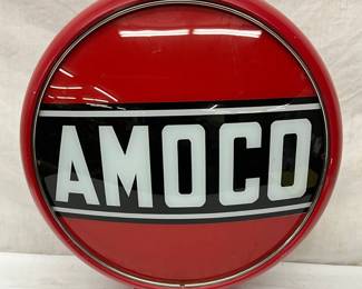 Amoco Gasoline Advertising Globe with 13-Inch Glass Lenses and Metal Body