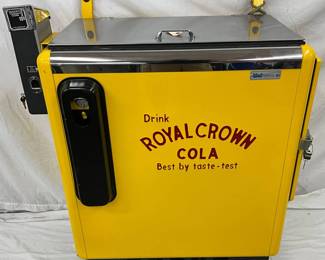 34-Inch Restored Royal Crown Cola Drink Box Model A55 with Coin Selector and New Compressor