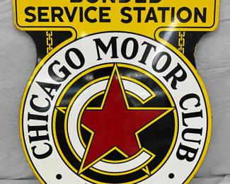 Chicago Motor Club AAA Double-Sided Bonded Service Station Sign, 36 x 43 Inches