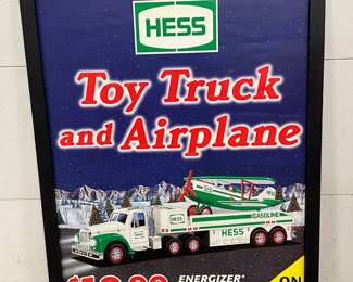 Hess ‘Toy Truck and Airplane’ Plastic Advertising Sign, 41 1/2 x 55 1/2 Inches