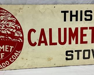 Calumet Chief Advertising Sign Made of Masonite, 36 x 12 Inches