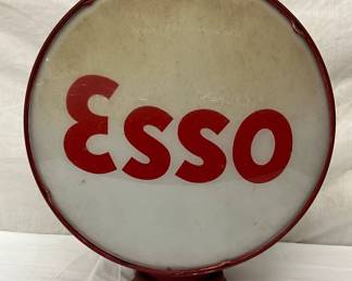 Esso Gas Pump Globe with 15-Inch Glass Lenses and Metal Body