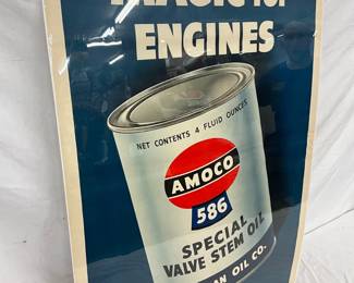 Amoco Special Valve Stem Oil Advertising Window Sign, 28 x 42 Inches