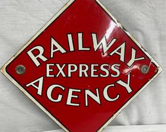11IN. PORC. RAILWAY EXPRESS AGENCY SIGN