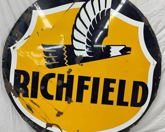 6ft Porcelain Double-Sided Richfield Gasoline Sign with Eagle Logo