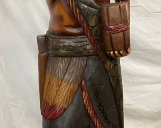 6-Foot Wooden Carved Cigar Store Indian with Painted Details