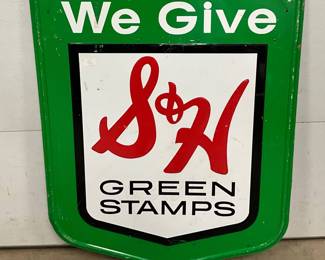 Embossed S&H Green Stamps Metal Advertising Sign, 35” x 42 1/2”