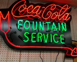 Coca-Cola Fountain Service Neon Sign with Arrow and New Transformers