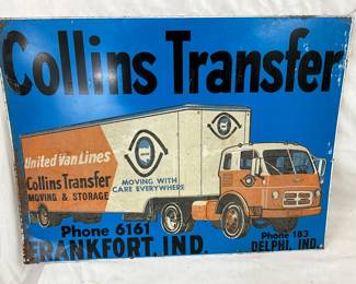 Collins Transfer 24 x 18 Metal Sign Featuring Moving Truck Design