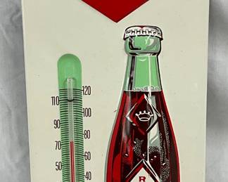 Royal Crown Cola Embossed Metal Thermometer, 6 x 13 1/2 i
