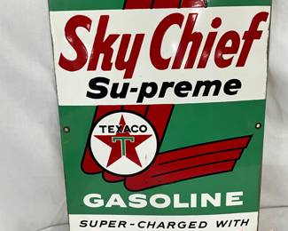 12 x 18 Porcelain Texaco Sky Chief Gasoline Pump Plate