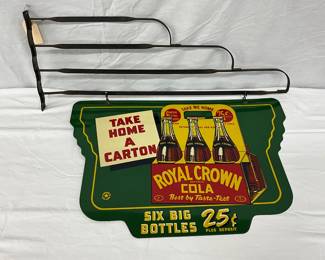Royal Crown Cola 24″ x 16″ Porcelain Swinger Sign with Bracket