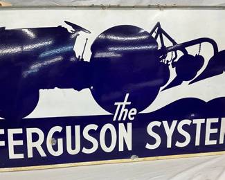 60 x 34-Inch Porcelain Ferguson System Dealership Sign with Tractor and Turn Plow