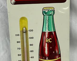Royal Crown Cola Embossed Tin Thermometer, 6 x 13 1/2 Inches