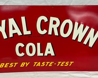 Embossed Royal Crown Cola Advertising Sign, 30 x 12 Inches