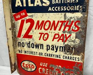 14 x 18 Atlas Esso Flange Credit Card Advertising Sign