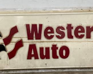 Western Auto Embossed Plastic Sign, 65 1/2” x 30”