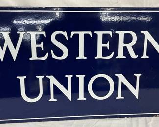 30 x 17 Porcelain Two-Sided Western Union Advertising Sign