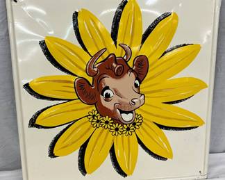 Elsie the Cow Embossed Self-Framed Metal Sign, 17 1/2 x 17 1/2 Inches