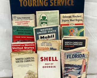 Richfield Touring Service Metal Store Display With Assorted Maps