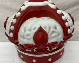 17-Inch Red Crown Milk Glass Gas Pump Globe