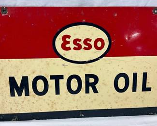 1947 Esso Motor Oil Two-Sided Metal Sign, 17 1/2 x 11 Inches
