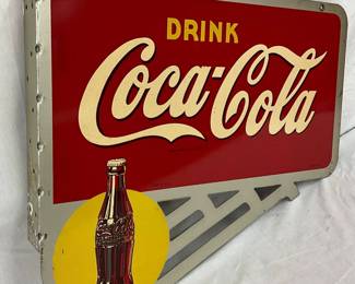 1946 Coca-Cola Flange Sign, 24 x 20 1/2 Inches