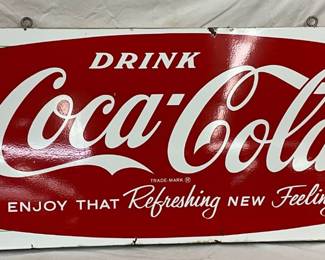68″ x 24″ Porcelain Coca-Cola Fishtail Sled Sign