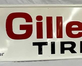 1973 Embossed Gillette Tires Steel Sign with Bear Graphic