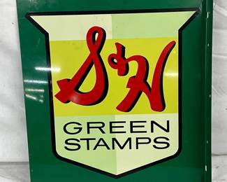 1962 Double-Sided S&H Green Stamps Flange Sign, 19 x 21 Inches