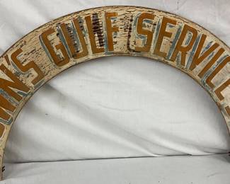 Brown’s Gulf Service Station Metal Marquee Sign, 35 x 18 Inches