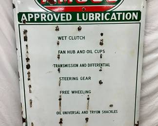 38 x 64 AMOCO Approved Lubrication Porcelain Rack Sign