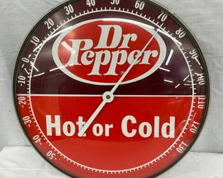 12-Inch Dr Pepper Hot or Cold Wall Thermometer with Glass Front