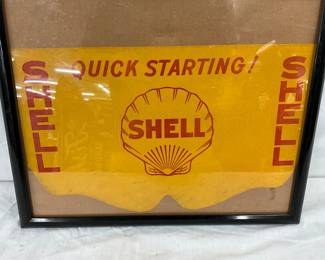 Shell Gasoline Advertising Cardboard Sign in Frame, 19 x 11.5 Inches