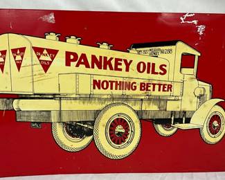 1927 Pankey Oils Metal Advertising Sign, 22 x 14 Inches