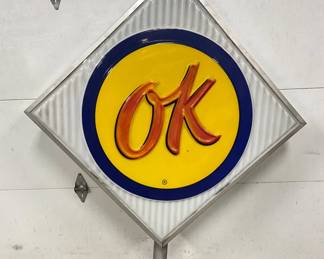 53 in.‘OK’ Used Cars Light-Up can Sign Orginal
