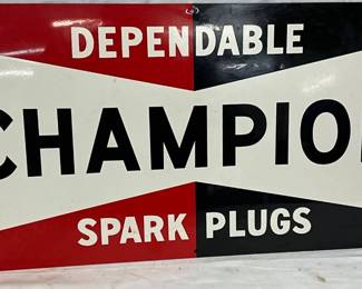 26 x 12-Inch Metal Champion Spark Plugs Sign
