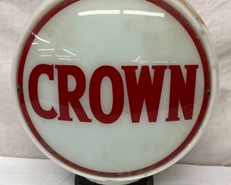 13-Inch Crown Glass Gas Pump Globe with Milk Glass Wide Body