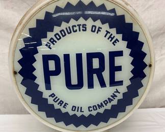 Pure Oil Company Double-Sided Milk Glass Gas Pump Globe, 13 in Lens