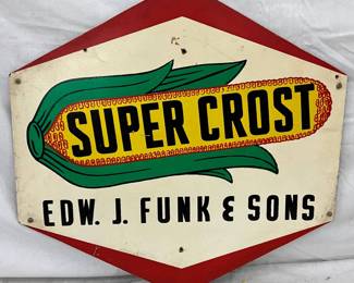 24x23 Hexagonal Masonite Sign for ‘Super Crost’ by Edw. J. Funk & Sons