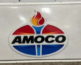 Amoco Embossed Advertising Sign, 72 1/2 x 41 Inches