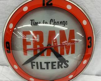 Original Fram Filters Double Bubble Glass Advertising Clock