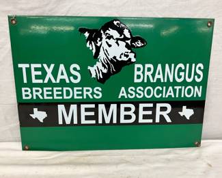 Texas Brangus Breeders Association Member Porcelain Sign, 20 x 14 Inches