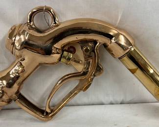 Polished Brass Gas Pump Nozzle with Visible Mechanism