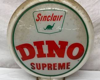 Sinclair Dino Supreme Gas Pump Globe with 13-Inch Glass Lenses and Plastic Body