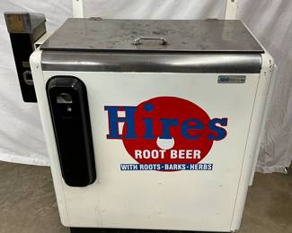 Hires Root Beer Model A55 Drink Machine with Coin Box, 33 Inches Wide